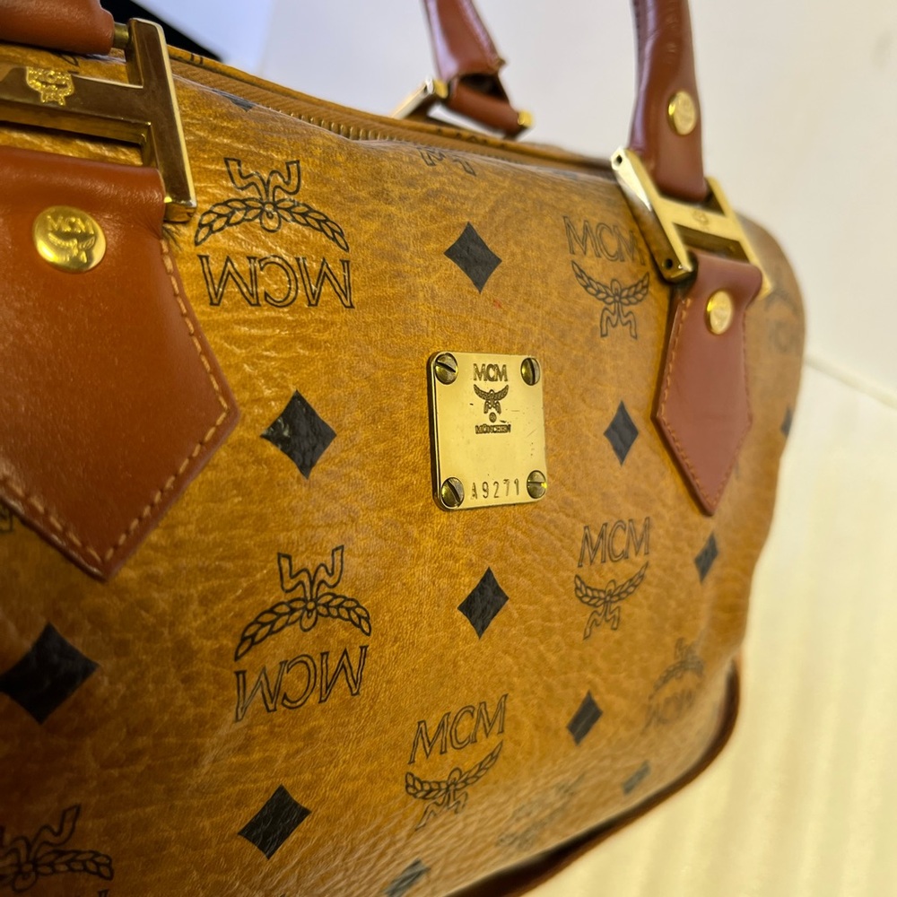 MCM  Boston Cognac Visetos Bag 2 way bag Top handle Crossbody Shoulder Strap